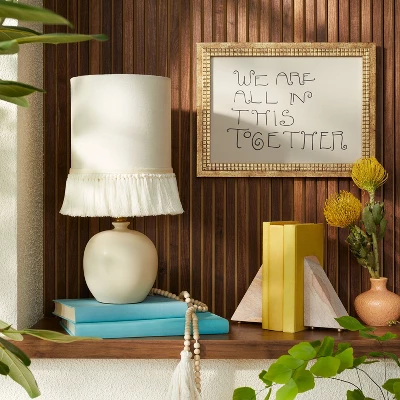 Small Table Lamp With Fringe Shade Off-White (Includes LED Light Bulb) - Opalhouse™ Designed With Jungalow™ 2 Small Table Lamp With Fringe Shade Off-White (Includes LED Light Bulb) - Opalhouse™ Designed With Jungalow™ - Image 2