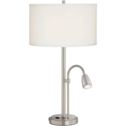 Possini Euro Design Traverse Modern Table Lamps Set Of 2 29 1/2" Tall Brushed Nickel With USB Charging Port LED Gooseneck White Drum Shade For Desk 12 Possini Euro Design Traverse Modern Table Lamps Set Of 2 29 1/2" Tall Brushed Nickel With USB Charging Port LED Gooseneck White Drum Shade For Desk -Dream Decor Shop GUEST 0ae46b85 fec0 4b22 8a4e 8d4b8c8aa4fd