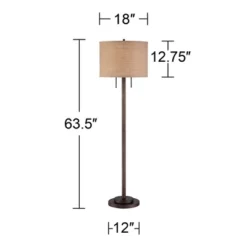 Possini Euro Design Garth Modern Floor Lamp Standing 63 1/2" Tall Oil Rubbed Bronze Burlap Fabric Drum Shade For Living Room Bedroom Office House Home -Dream Decor Shop GUEST 0afcbf9a df39 4526 aa07 8a9f6551bac9