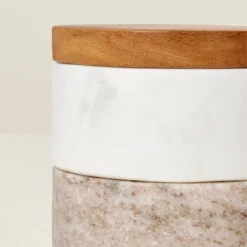 3pc Marble Stacking Salt & Pepper Cellar White/Warm Gray - Hearth & Hand™ With Magnolia -Dream Decor Shop GUEST 1511b512 a04d 4638 8b56 b59f269aa4b2