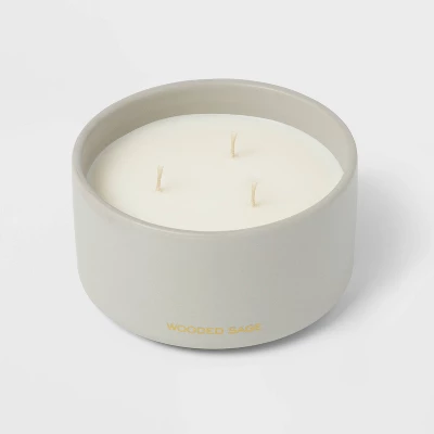 15oz Ceramic Jar 3-Wick Black Label Wooded Sage Candle - Threshold™ 2 15oz Ceramic Jar 3-Wick Black Label Wooded Sage Candle - Threshold™ - Image 2