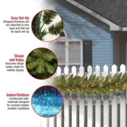 National Tree Company Pre-Lit 'Feel Real' Artificial Christmas Garland, Green, Frasier Grande, White Lights, Plug In, Christmas Collection, 9 Feet -Dream Decor Shop GUEST 2b05e4e5 8bde 4913 9ee3 e841a1681486