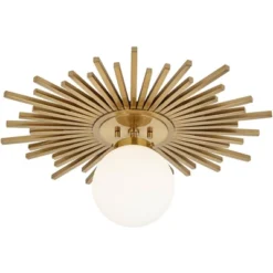 Possini Euro Design Hazel Modern Ceiling Light Semi Flush Mount Fixture 24" Wide Warm Brass White Globe Shade For Bedroom Kitchen Living Room Hallway 11 Possini Euro Design Hazel Modern Ceiling Light Semi Flush Mount Fixture 24" Wide Warm Brass White Globe Shade For Bedroom Kitchen Living Room Hallway -Dream Decor Shop GUEST 48188eba 2f68 4f86 9f8a a54dd55ba25f