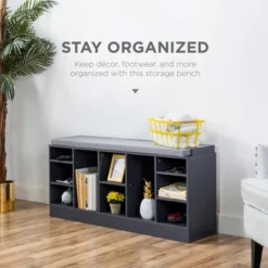 Best Choice Products 46in Shoe Storage Organization Rack Bench For Entryway, Bedroom W/ Padded Seat, 10 Cubbies - Gray 10 Best Choice Products 46in Shoe Storage Organization Rack Bench For Entryway, Bedroom W/ Padded Seat, 10 Cubbies - Gray -Dream Decor Shop GUEST 484e3711 30cd 4de4 9bfb 7876d4619ade