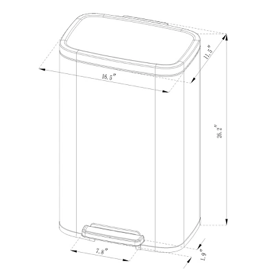 45L Rectangular Step Trash Can - Brightroom™ 3 45L Rectangular Step Trash Can - Brightroom™ - Image 3