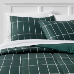 Grid Print Microfiber Reversible Comforter & Sheet Set Dark Green - Room Essentials™ -Dream Decor Shop GUEST 52658d90 442c 4f77 95f8 b9cc7e5b7e67