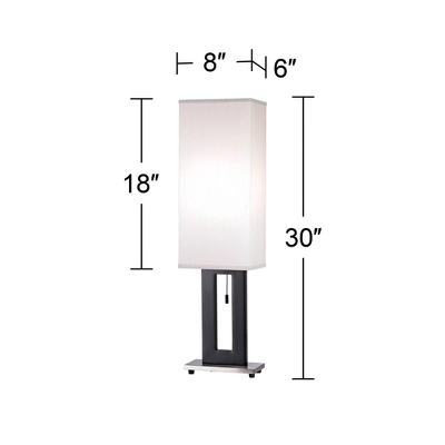 360 Lighting Floating Rectangle Modern Table Lamp 30" Tall Black Metal Open Frame White Fabric Box Shade For Bedroom Living Room Bedside Nightstand 3 360 Lighting Floating Rectangle Modern Table Lamp 30" Tall Black Metal Open Frame White Fabric Box Shade For Bedroom Living Room Bedside Nightstand - Image 3