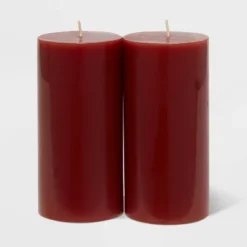 2pk Pillars Warm Cider & Cinnamon Red - Threshold™ -Dream Decor Shop GUEST 5fecdd6e 5da9 48e9 866c c72973a56b09