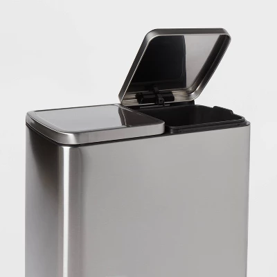 60L Stainless Steel Step Trash And Recycle Can - Brightroom™ 2 60L Stainless Steel Step Trash And Recycle Can - Brightroom™ - Image 2