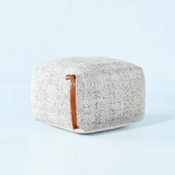 Hand-Woven Pouf Ottoman With Leather Trim - Hearth & Hand™ With Magnolia -Dream Decor Shop GUEST 819b4a8f 2db7 4089 b6dd 3544521baa39