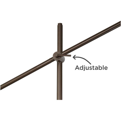 Possini Euro Design Industrial Floor Lamp Adjustable Arm 62.5" Tall Oiled Bronze Metal Light Brown Linen Drum Shade For Living Room Reading 3 Possini Euro Design Industrial Floor Lamp Adjustable Arm 62.5" Tall Oiled Bronze Metal Light Brown Linen Drum Shade For Living Room Reading - Image 3