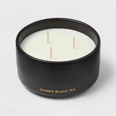 15oz Ceramic Jar 3-Wick Black Label Ginger Black Tea Candle - Threshold™ 2 15oz Ceramic Jar 3-Wick Black Label Ginger Black Tea Candle - Threshold™ - Image 2