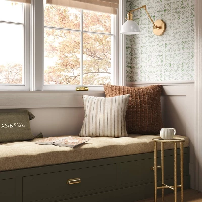 Cotton Flax Woven Striped Square Throw Pillow - Threshold™ 1 Cotton Flax Woven Striped Square Throw Pillow - Threshold™