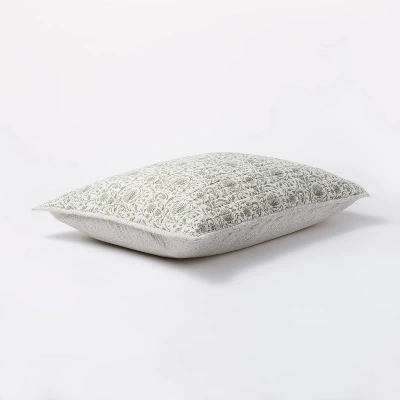 Decorative Border Cotton Slub Print Quilt Sham Light Teal Green – Threshold™ Designed With Studio McGee 2 Decorative Border Cotton Slub Print Quilt Sham Light Teal Green – Threshold™ Designed With Studio McGee - Image 2