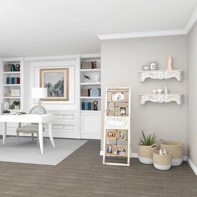 Wood 6 Slot Wall Photo Frame With Floor Stand Brown - Olivia & May 4 Wood 6 Slot Wall Photo Frame With Floor Stand Brown - Olivia & May - Image 4