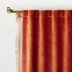 1pc Light Filtering Velvet Macrame Trim Window Curtain Panel Burnt Orange - Opalhouse™ Designed With Jungalow™ -Dream Decor Shop GUEST 9bfd56a0 ad5c 4df0 98b1 851ec6623ce3