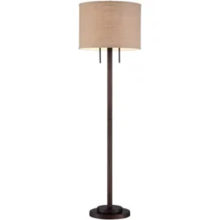 Possini Euro Design Garth Modern Floor Lamp Standing 63 1/2" Tall Oil Rubbed Bronze Burlap Fabric Drum Shade For Living Room Bedroom Office House Home -Dream Decor Shop GUEST 9c619651 dfc1 48c4 b620 68e69c4a28de