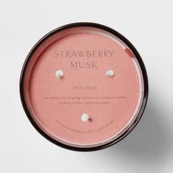 Colored Vase Glass With Dustcover Strawberry Musk Candle Red - Threshold™ -Dream Decor Shop GUEST a1481056 0056 434b 8190 eafa8bcfa251