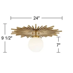 Possini Euro Design Hazel Modern Ceiling Light Semi Flush Mount Fixture 24" Wide Warm Brass White Globe Shade For Bedroom Kitchen Living Room Hallway 13 Possini Euro Design Hazel Modern Ceiling Light Semi Flush Mount Fixture 24" Wide Warm Brass White Globe Shade For Bedroom Kitchen Living Room Hallway -Dream Decor Shop GUEST abd1820f 6891 4ab0 a543 8a21515dfd36