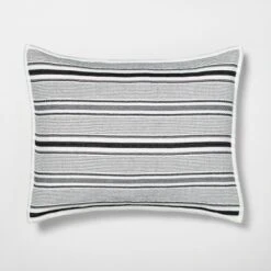 Textured Stripe Pillow Sham Dark Gray/Cream - Hearth & Hand With Magnolia -Dream Decor Shop GUEST b0608181 3b6d 4688 8af4 76eb9e213a88