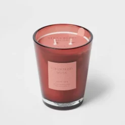 Colored Vase Glass With Dustcover Strawberry Musk Candle Red - Threshold™ -Dream Decor Shop GUEST bff6ffbf c36a 4e82 a556 ba31fee10532