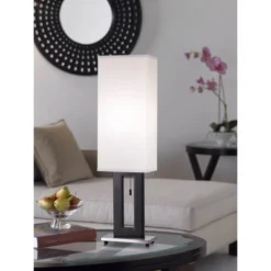 360 Lighting Floating Rectangle Modern Table Lamp 30" Tall Black Metal Open Frame White Fabric Box Shade For Bedroom Living Room Bedside Nightstand 10 360 Lighting Floating Rectangle Modern Table Lamp 30" Tall Black Metal Open Frame White Fabric Box Shade For Bedroom Living Room Bedside Nightstand -Dream Decor Shop GUEST cba23614 a153 450b 8727 52b72230fe59