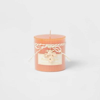 Ribbed Pillar Pumpkin Spice Candle - Threshold™ 3 Ribbed Pillar Pumpkin Spice Candle - Threshold™ - Image 3