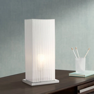 360 Lighting Cube Modern Accent Table Lamp 19 3/4" High White Ribbon Fabric Shade For Bedroom Living Room Bedside Nightstand Office Kids Family House 1 360 Lighting Cube Modern Accent Table Lamp 19 3/4" High White Ribbon Fabric Shade For Bedroom Living Room Bedside Nightstand Office Kids Family House